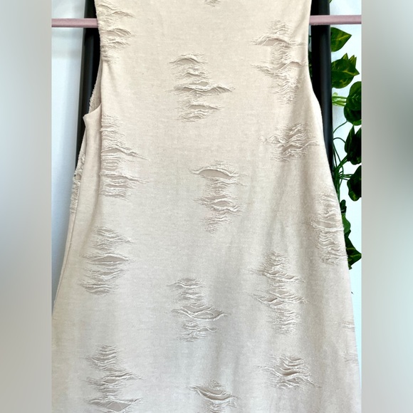 Rachel Roy Distressed Dress, Sleeveless, Khaki/Cream, Size Small - Picture 10 of 16